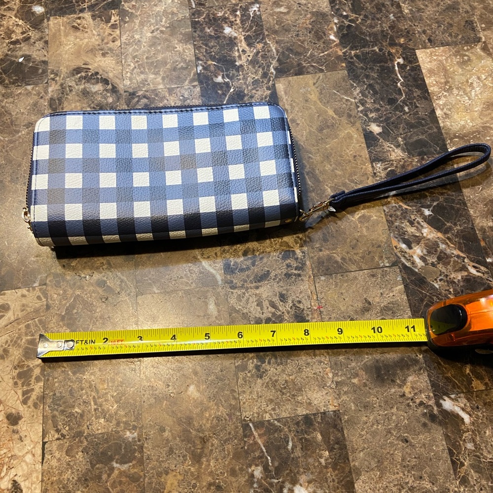 Blue Checkered Wristlet Wallet